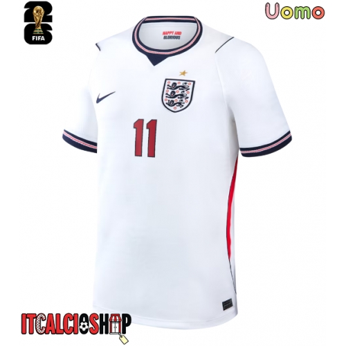 Inghilterra Marcus Rashford #11 Prima Maglia Mondiali 2026 Manica Corta